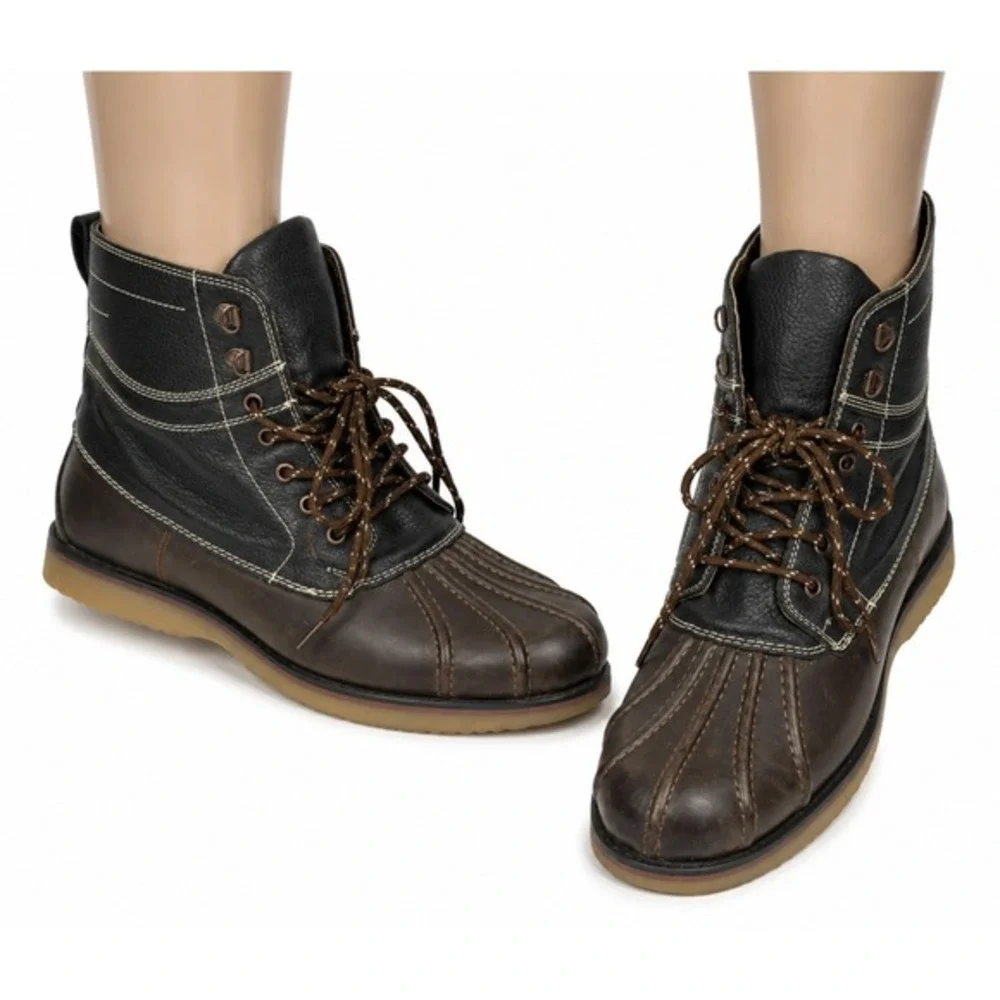 Sonoma Duck Boots Mens 13 Brown Sherman Ankle Lace‎ Up Two Tone Contrast Stitch